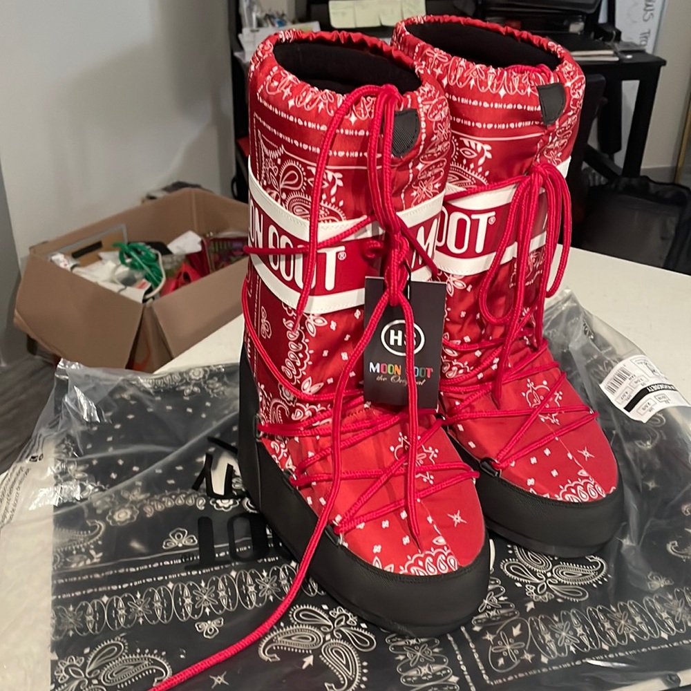 Moon Boot x High Snob Society Red Bandana Snow Boot